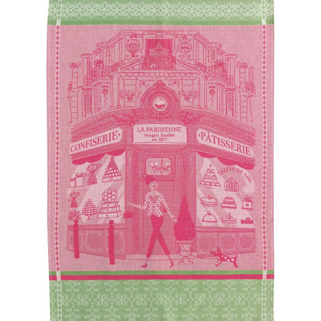 Torchon jacquard pâtisserie Rose 50 x 70