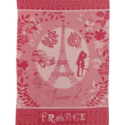 Torchon jacquard Tour Eiffel Rouge 50 x 70
