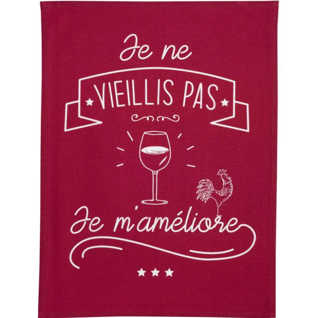 Torchon Je m'améliore Rouge 70 x 50