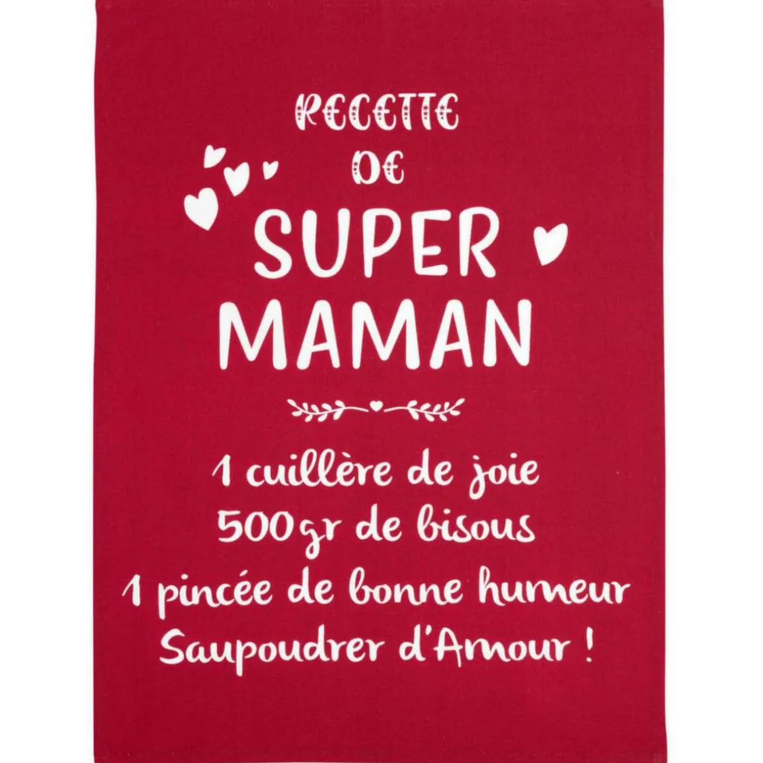 Torchon Message Super Maman Rouge 50 x 70