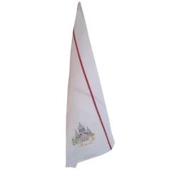Torchon nid d'abeilles recyclé Montmartre Blanc/rouge 50 x 70