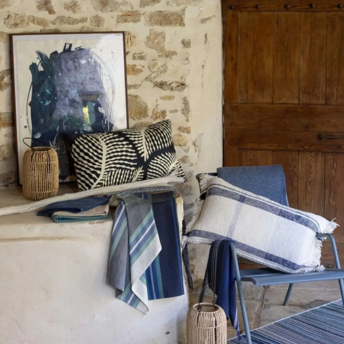 Torchon recyclé YUNA Marine 50 x 70