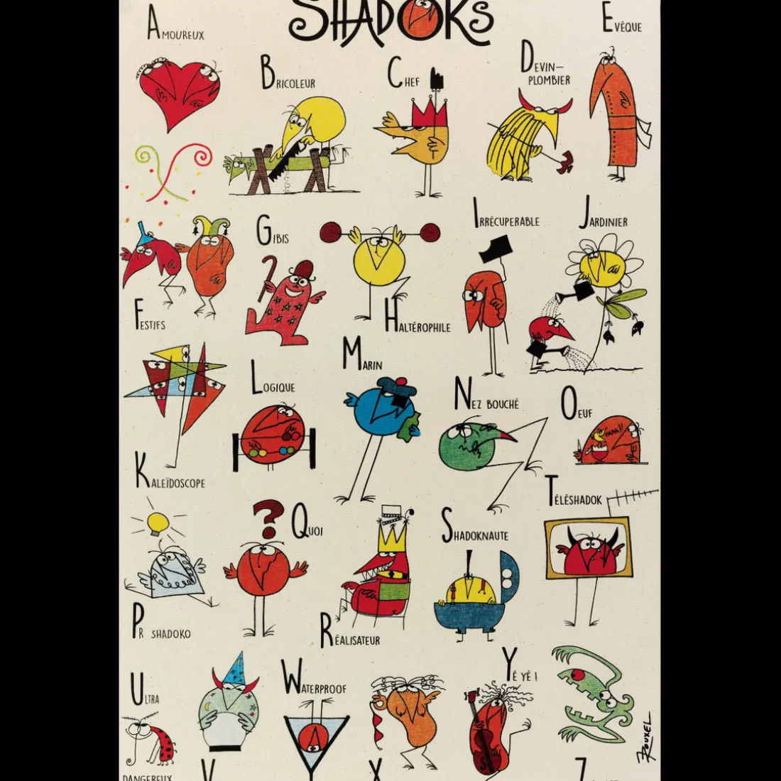 Torchon Shadoks Abécédaire Ecru 48 x 72