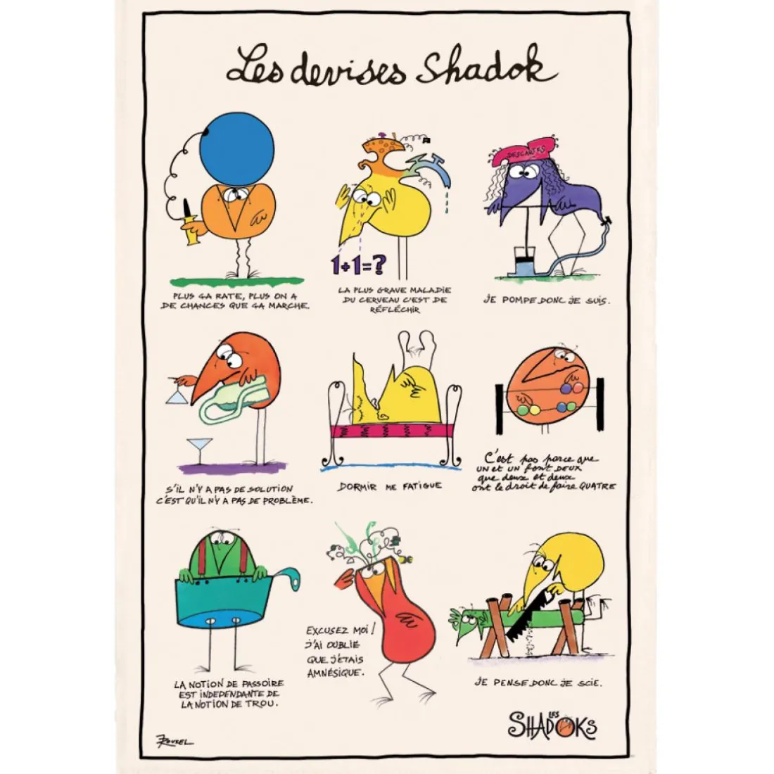 Torchon Shadoks Les devises Ecru 48 x 72