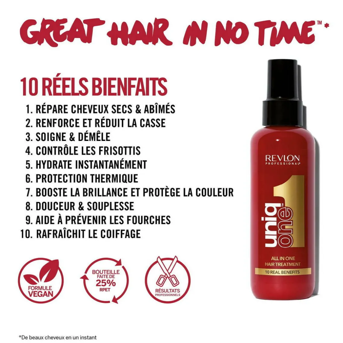 Traitement capillaire sans rinçage pour cheveux secs et abîmés Unique 1