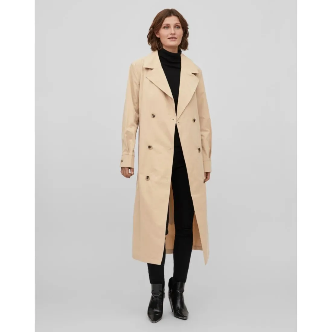 Trench coat ceinture à la taille col italien gris Esme