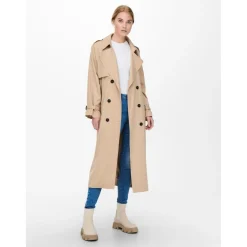 Trench coat Col à revers Ceinture à la taille beige