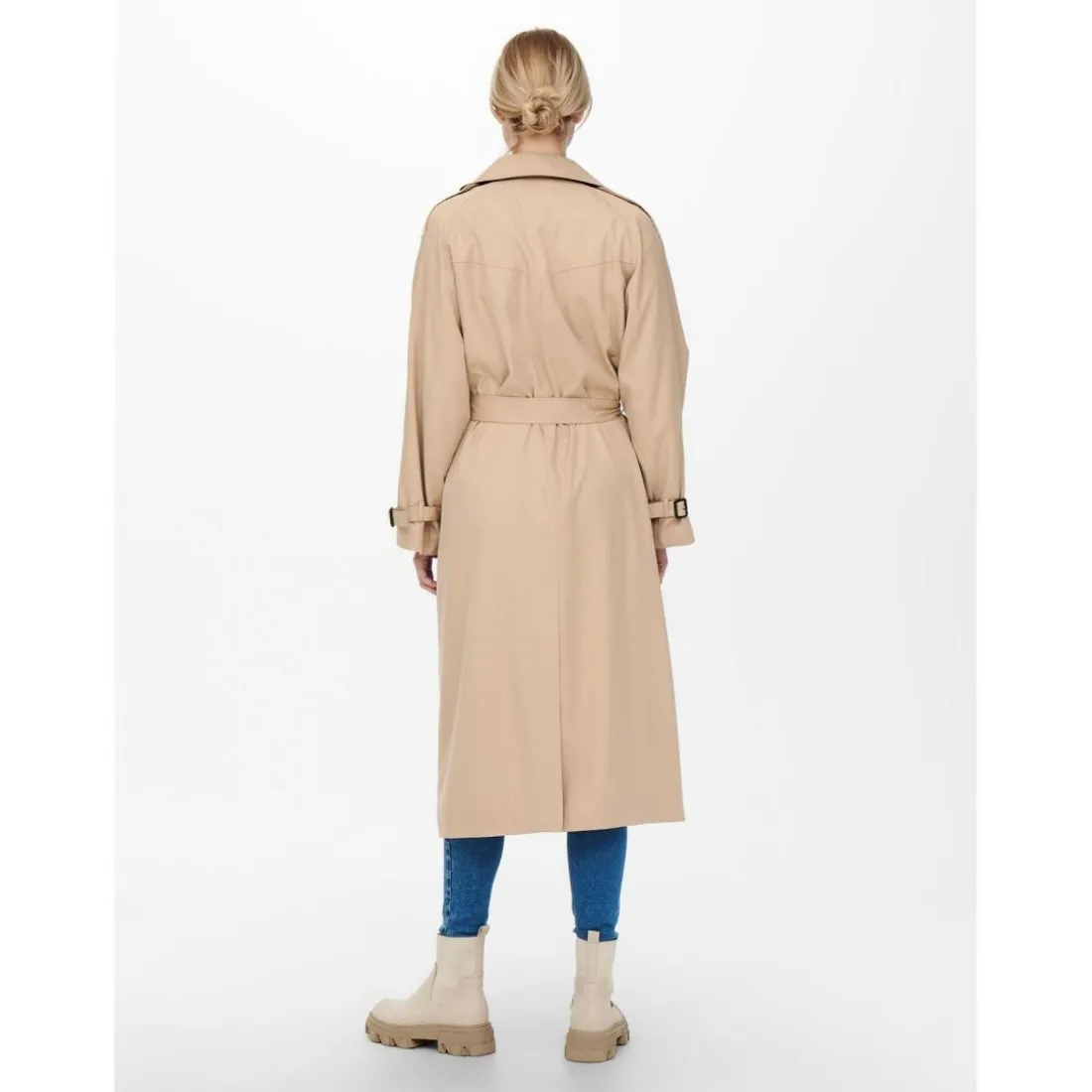Trench coat Col à revers Ceinture à la taille beige