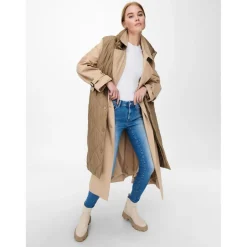 Trench coat Col à revers Ceinture à la taille beige