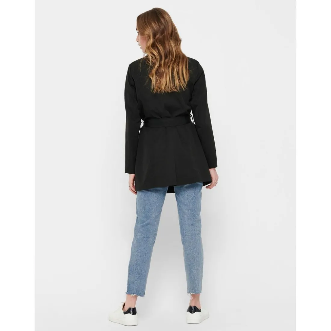 Trench coat Col à revers Manches longues Ceinture à la taille noir Willa