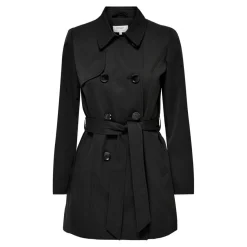 Trench coat Col à revers Manches longues Ceinture à la taille noir Willa