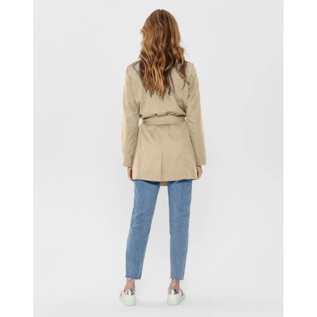 Trench coat Col à revers Manches longues Ceinture à la taille beige