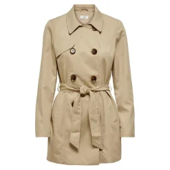 Trench coat Col à revers Manches longues Ceinture à la taille beige