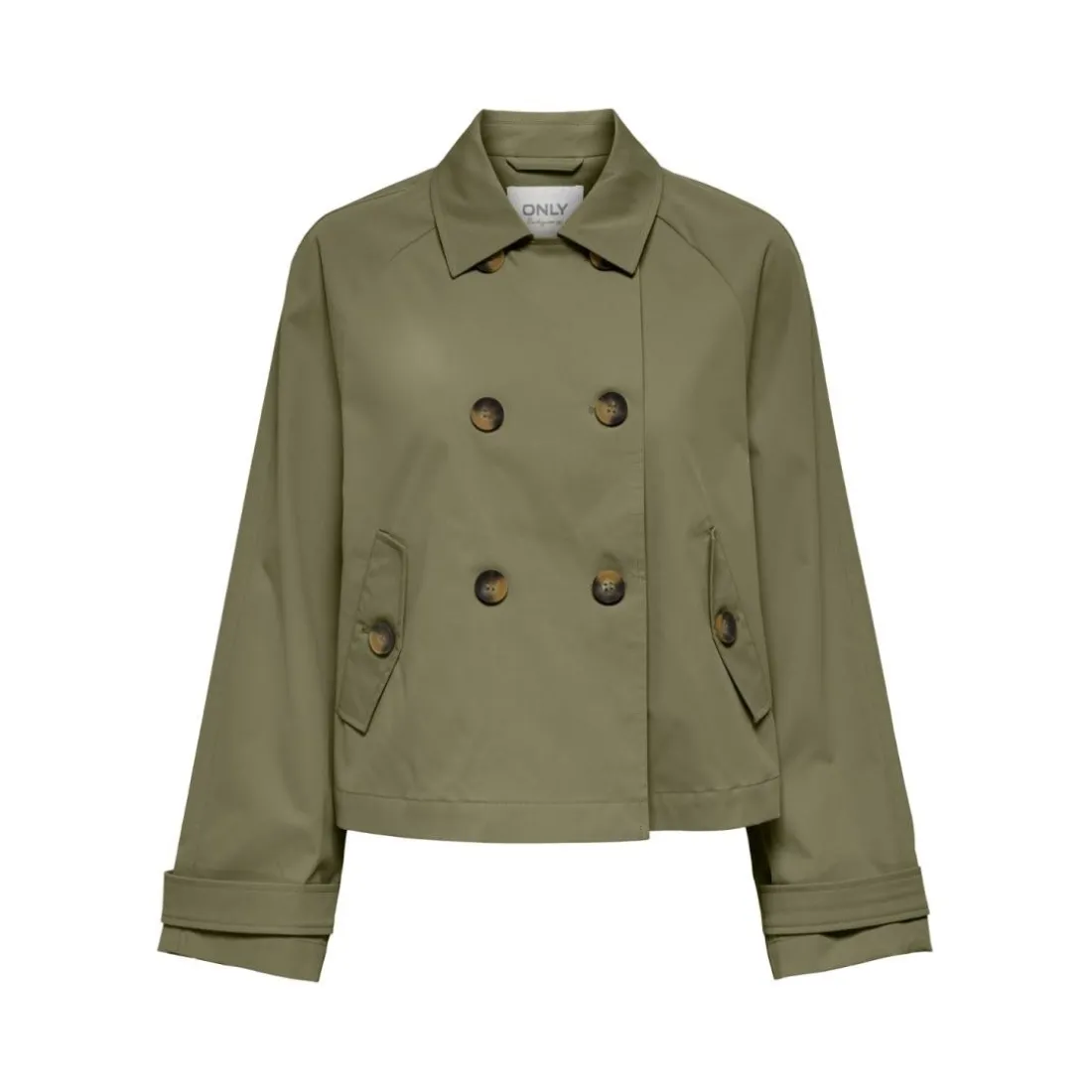 Trench coat court col à revers marron clair Isa