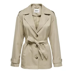 Trench coat court col à revers beige Kali
