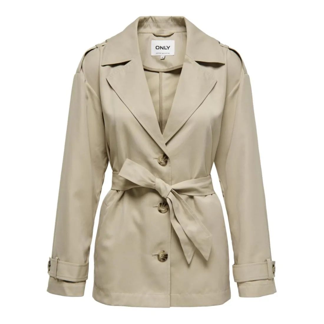 Trench coat court col à revers beige Kali
