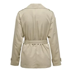 Trench coat court col à revers beige Kali