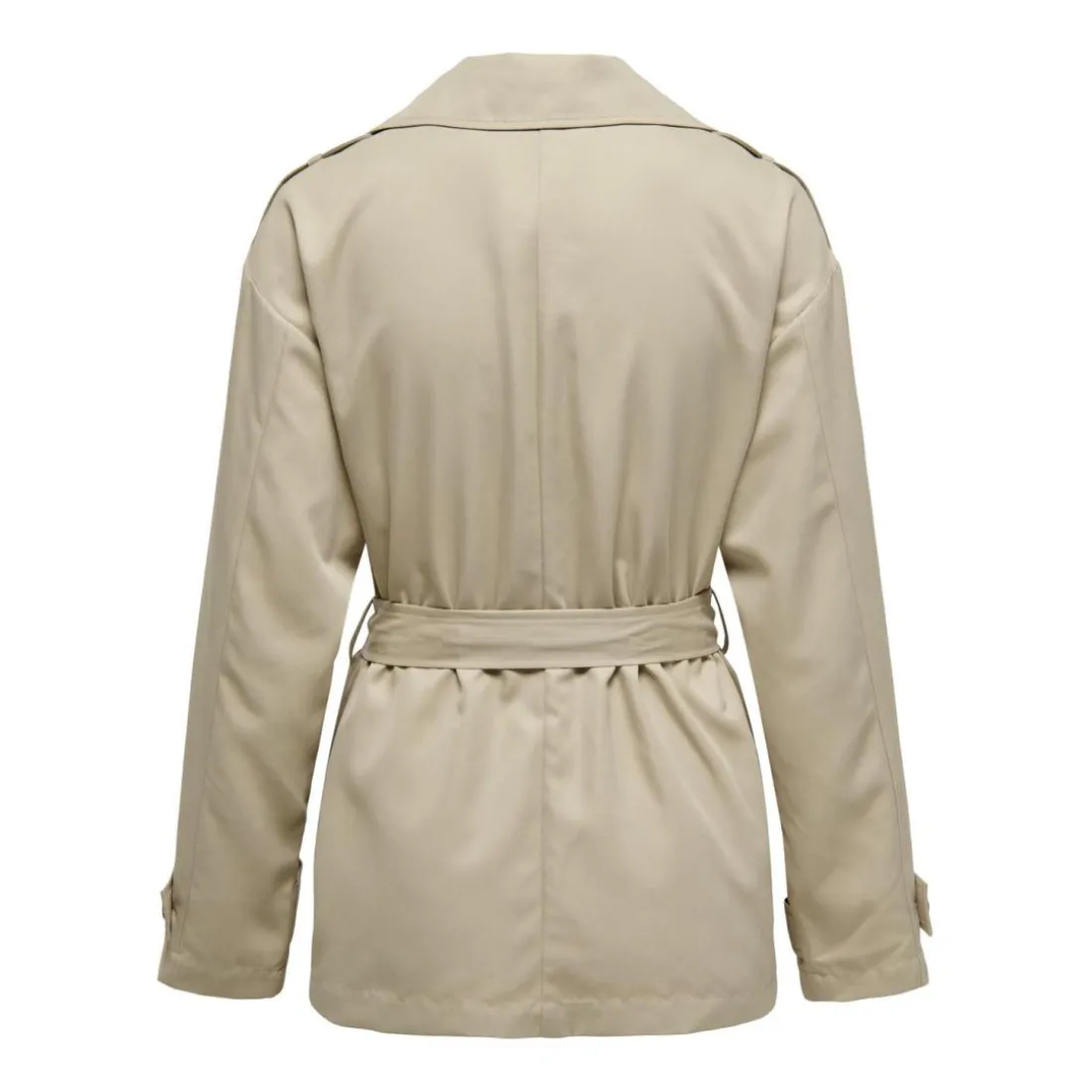 Trench coat court col à revers beige Kali