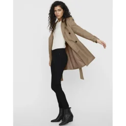 Trench coat fermeture à double boutonnage. fermeture par ceinture col à revers marron Zola