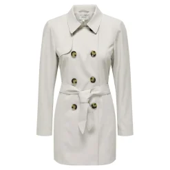 Trench coat long col à revers gris clair Tara