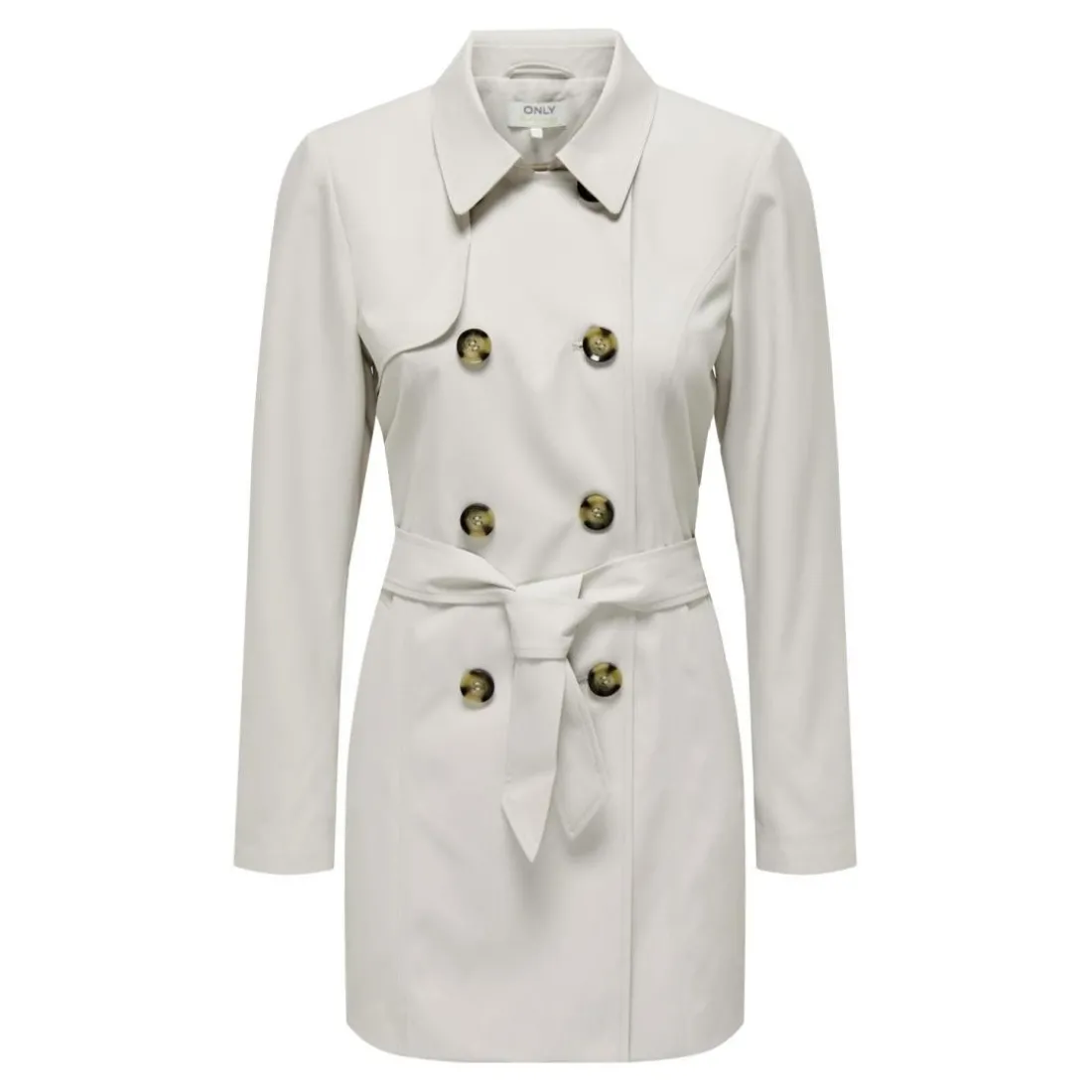Trench coat long col à revers gris clair Tara
