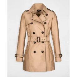 Trench droit boutonné et ceinturé