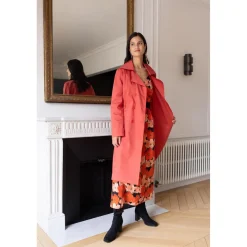 Trench long en coton Farah Réédition terracotta