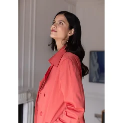 Trench long en coton Farah Réédition terracotta