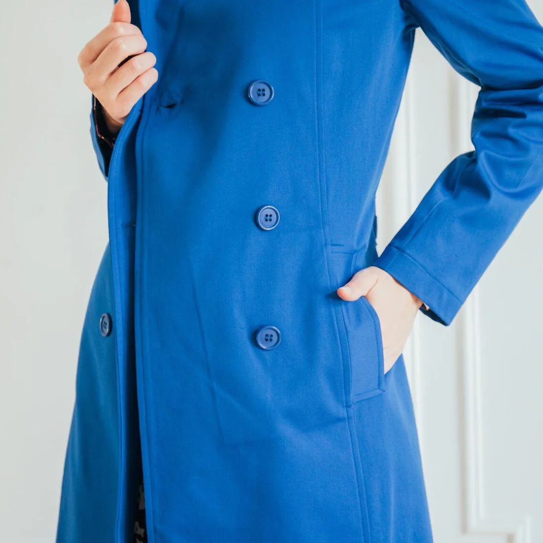 Trench long en coton Farah bleu