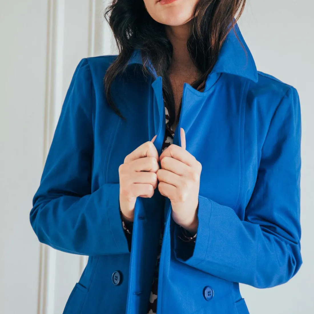 Trench long en coton Farah bleu