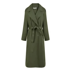Trench uni manches bouffantes vert