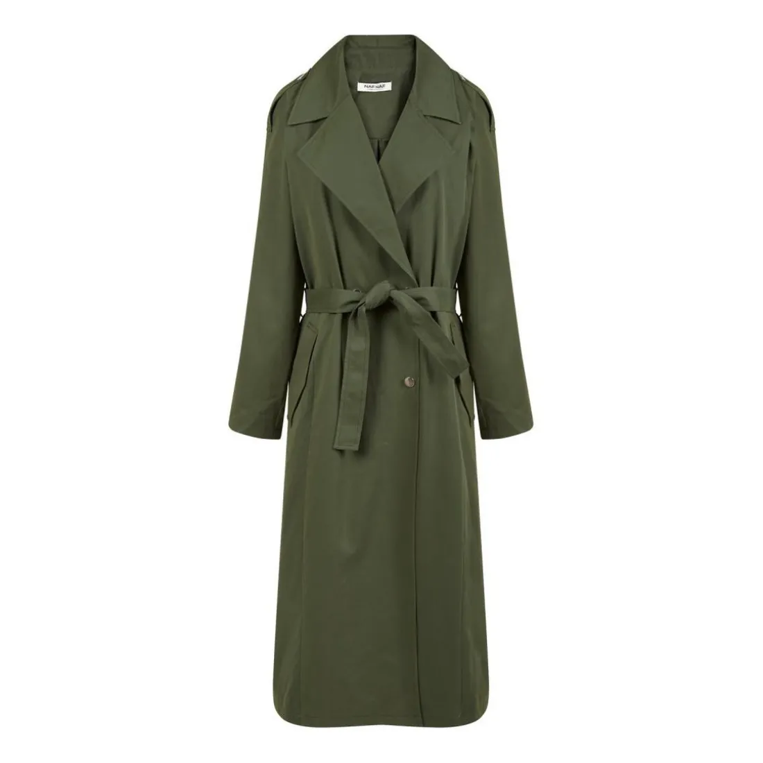 Trench uni manches bouffantes vert