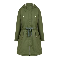 Trench uni noué vert en coton