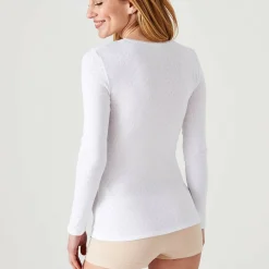 T-shirt à manches longues en coton blanc