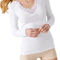 T-shirt à manches longues en coton blanc