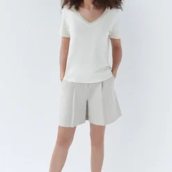 T-shirt beige en coton