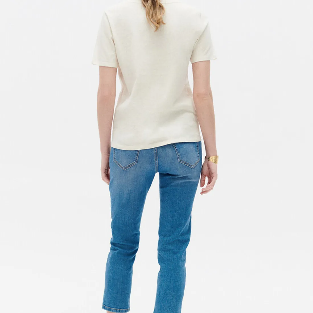 T-shirt beige en coton