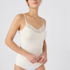 T-shirt caraco dentelle - Sable