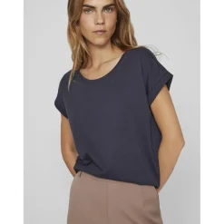 T-shirt col rond bleu