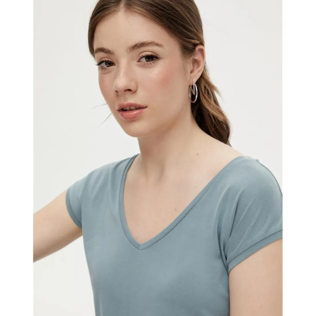 T-shirt comfort fit manches courtes gris en viscose