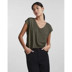 T-shirt comfort fit manches courtes vert en viscose Gwen