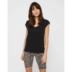 T-shirt comfort fit manches courtes noir en viscose
