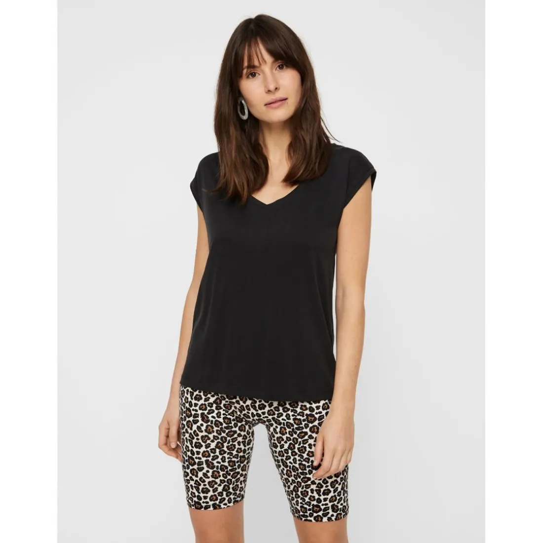 T-shirt comfort fit manches courtes noir en viscose