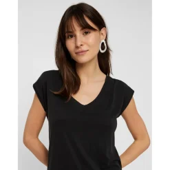 T-shirt comfort fit manches courtes noir en viscose