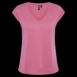 T-shirt comfort fit manches courtes rose en viscose