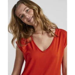 T-shirt comfort fit manches courtes orange en viscose