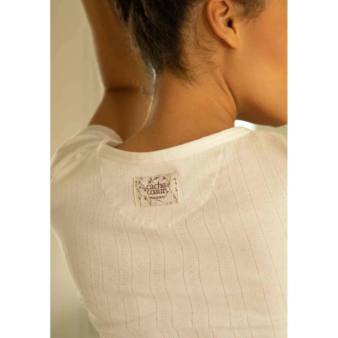 T-shirt de grossesse et d'allaitement - Blanc - Cache Cœur Lingerie en coton bio