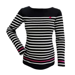 T-shirt de grossesse marinière manches longues bleu Cache Coeur Lingerie en coton bio