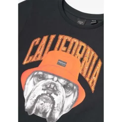 T-shirt garçon Kabibo noir imprimé en coton