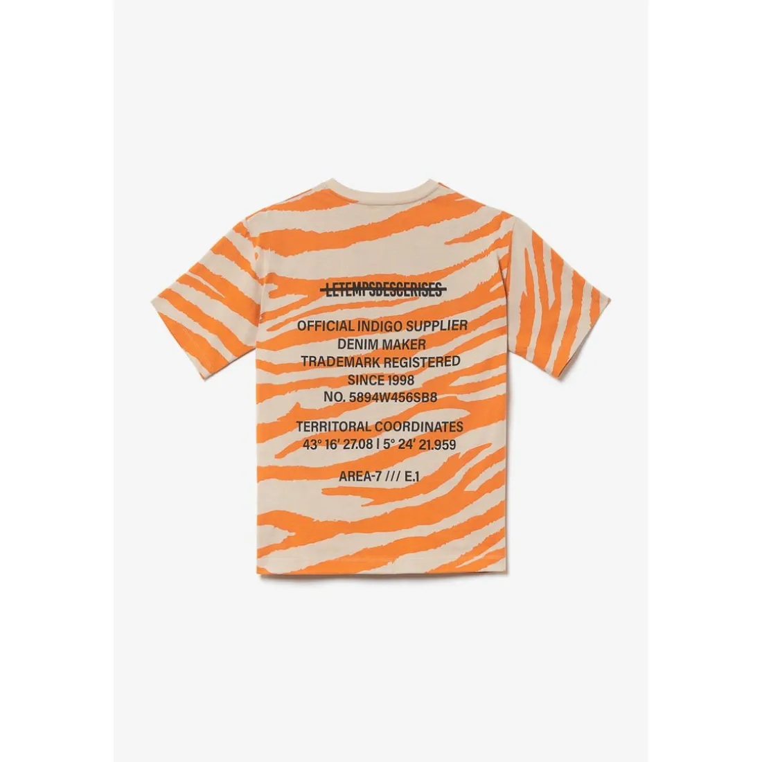 T-shirt garçon Zabrabo zébré beige et orange imprimé noir en coton